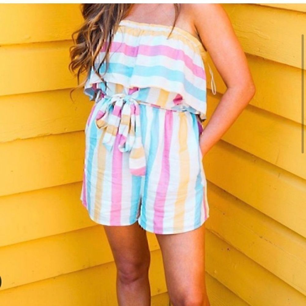Pink Lily Boutique Striped Romper 